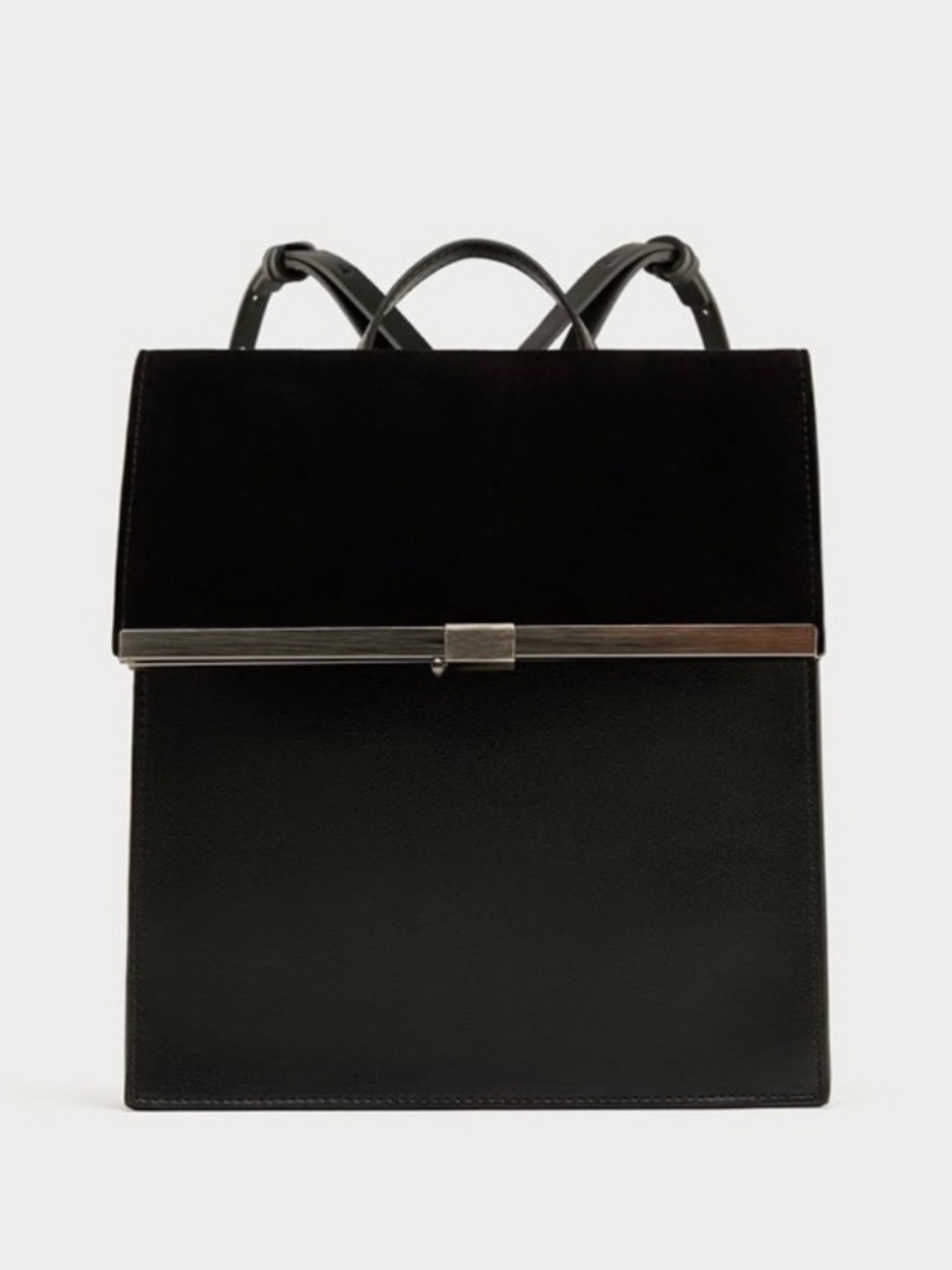 Zara Black Backpack in Suede and Leather